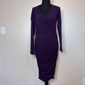 Sundance Eternal Compliment Ruched‎ Deep Purple Bodycon Dress Size Medium